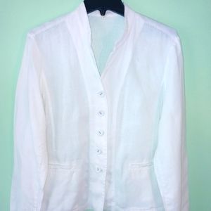 Eileen Fisher ladies white linen jacket